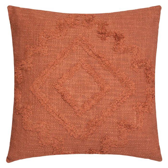 Coussin "Inca" en coton tufté terracotta 40x40 cm