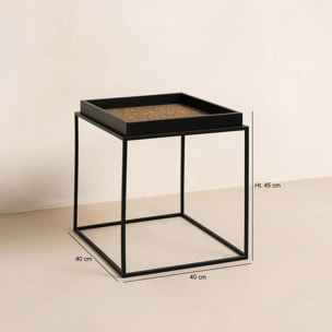 Meuble d'appoint en noix de coco et pieds en métal noir LAMAI