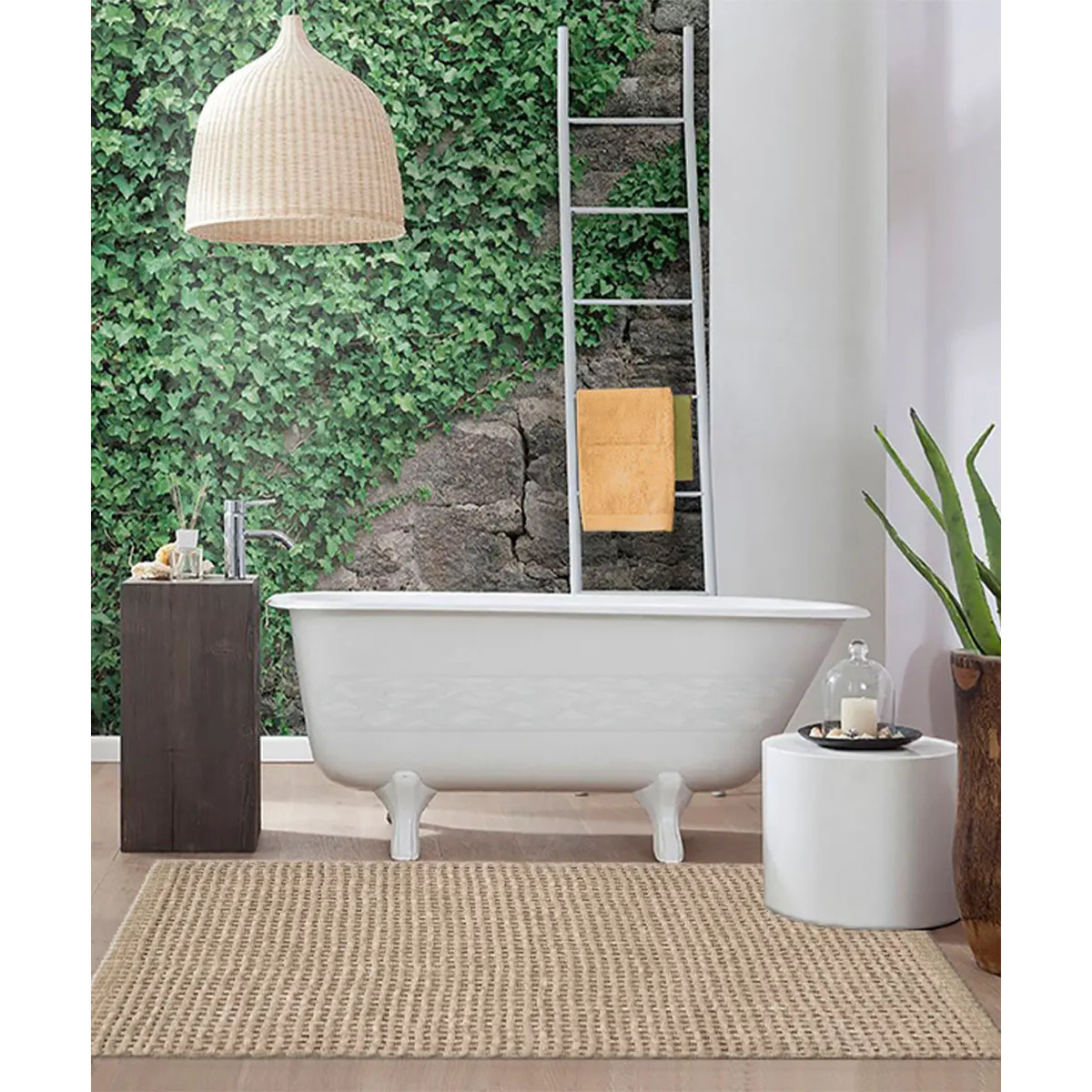 Tappeto bagno CRAZY CORDA in microfibra misto cotone, morbido antiscivolo lavabile in lavatrice, tappetino lavabo sanitari bagno