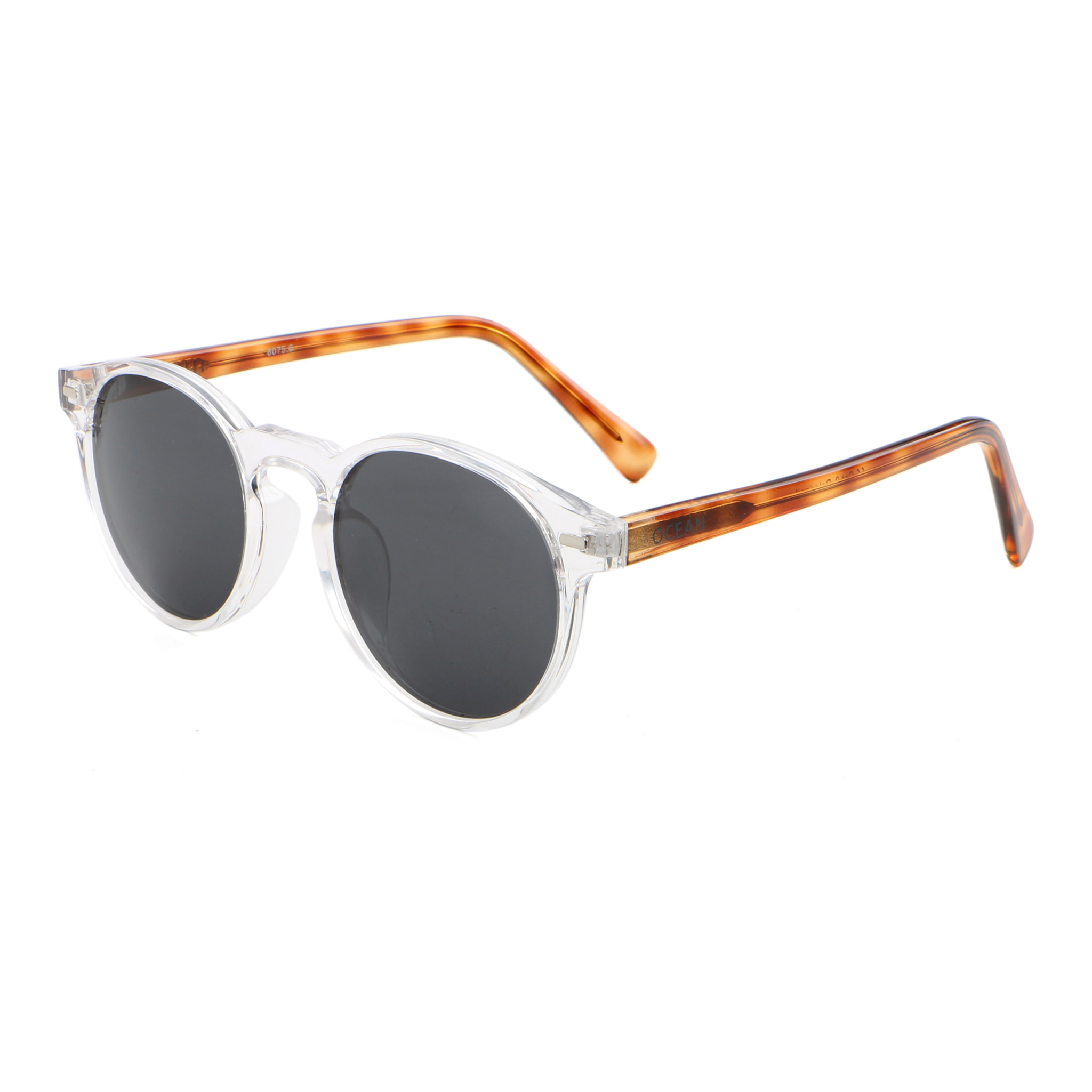 Gafas de sol OCEAN DE NIRO - Blanco transparente mate con patillas en carey y / Ahumada