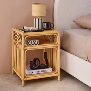 Lot de 2 tables de chevet rotin naturel 1 étagère 1 niche L 40 x P 40 x H 50cm - Bandung