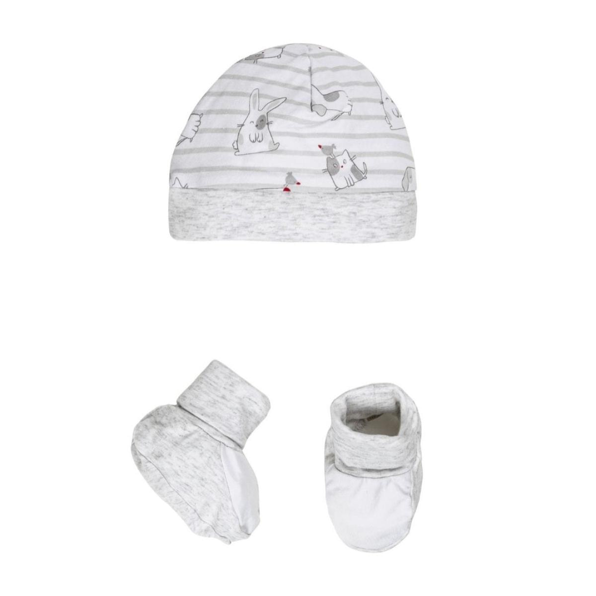 Ellepi Set Neonato Cappellino e Scarpine in Jersey Bielastico bianco e grigio Lui Ellepi Multicolor