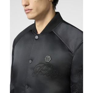 PHILIPP PLEIN Satin Bomber Jacket Skull Dragons Dragons