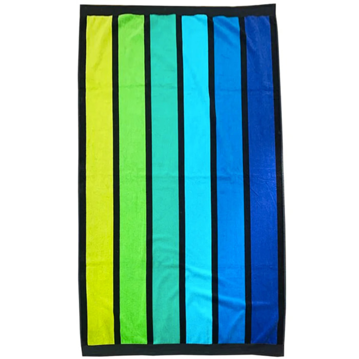 Serviette de plage éponge velours Jacquard Vert 100x175 470g/m² - Happy Men