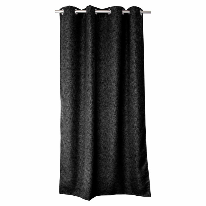 Rideau uni occultant 'natté' - Noir