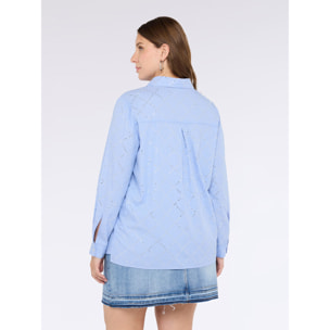 Fiorella Rubino - Camisa de algodón con bordado de rombos - Light - blue