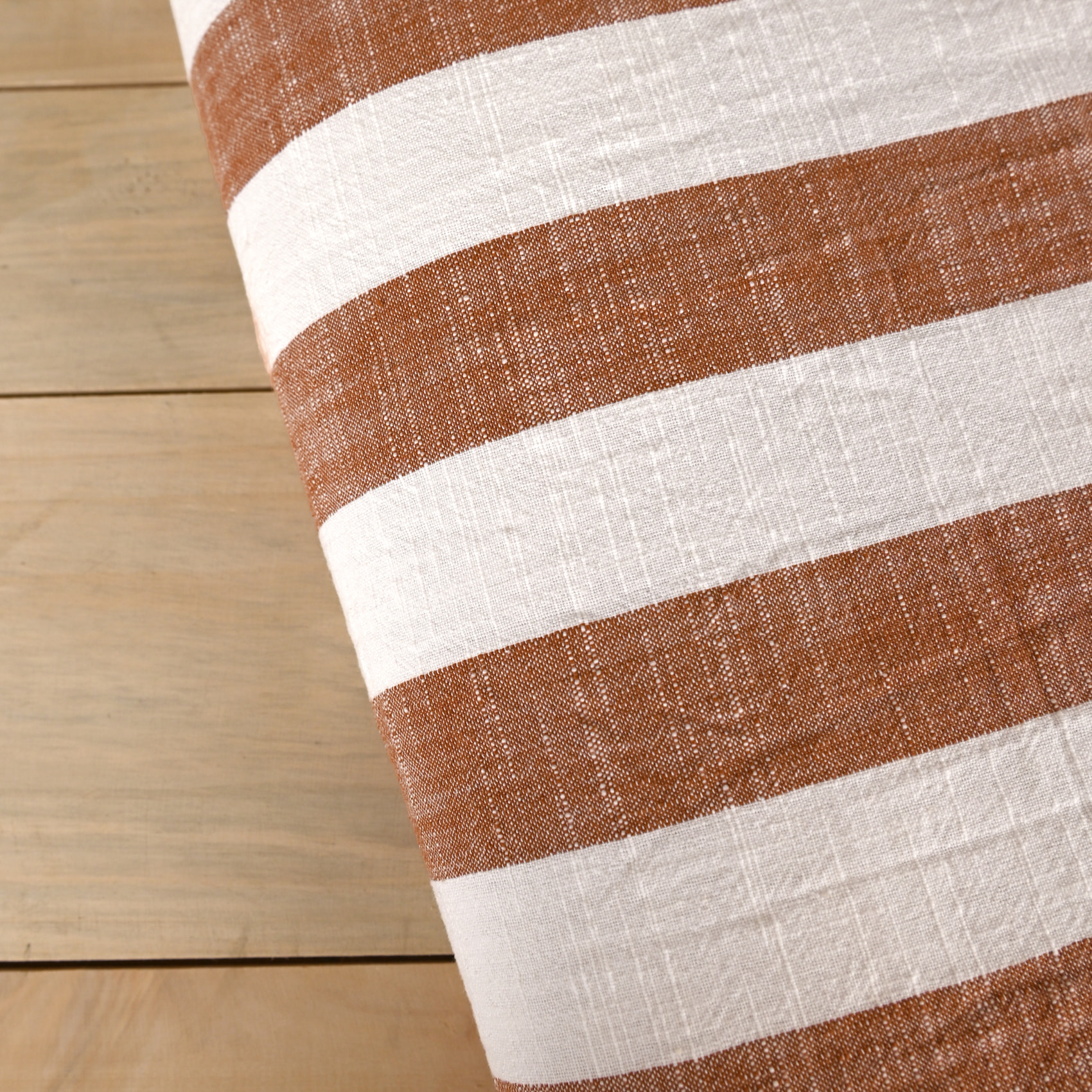 Édredon réversible coton flammé motifs rayures et vichy LOURMARIN - Terracotta