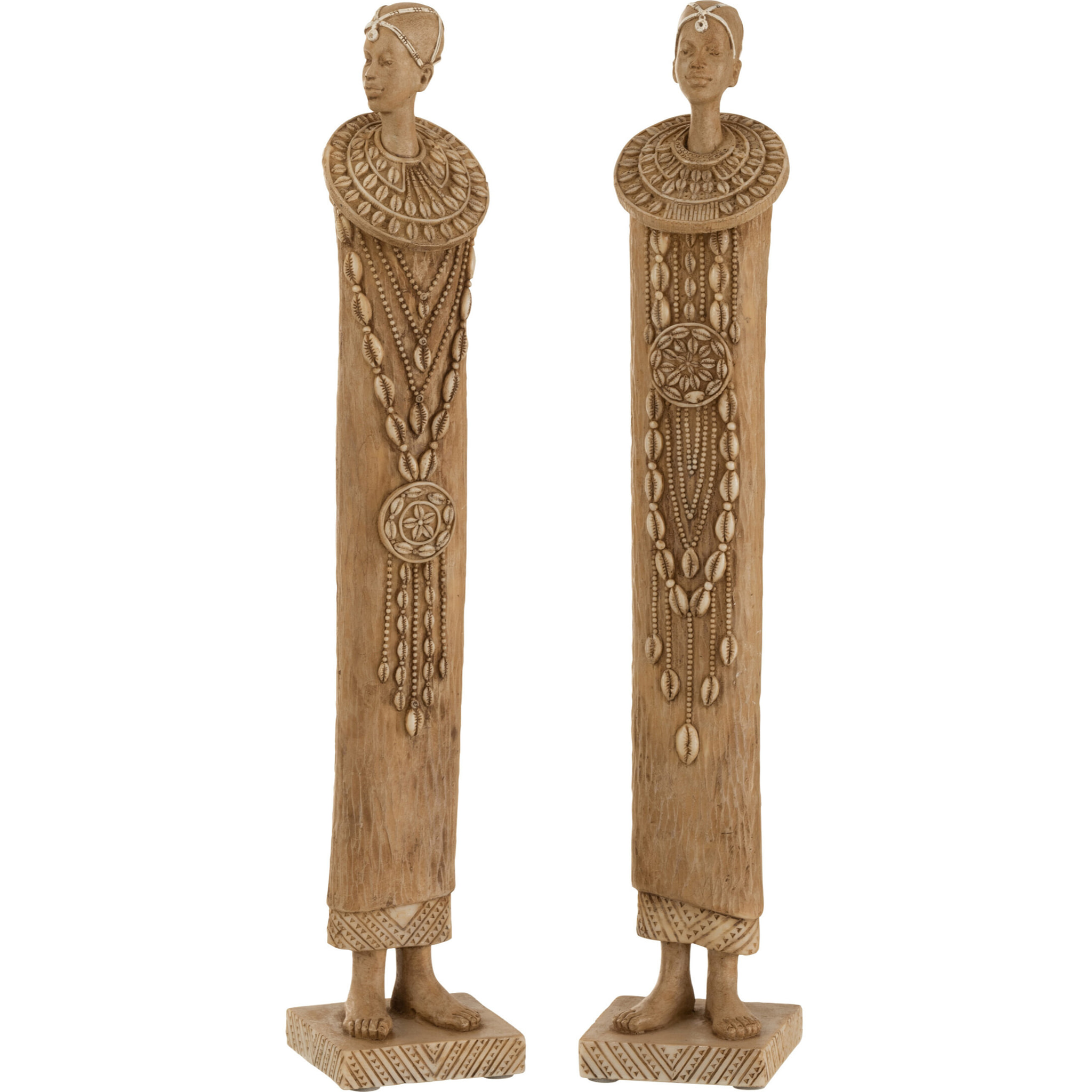 J-Line décoration Personnage Africain - polyrésine - marron - 2 pièces