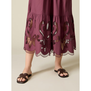 Oltre - Vestido largo de algodón con detalles calados - Violeta
