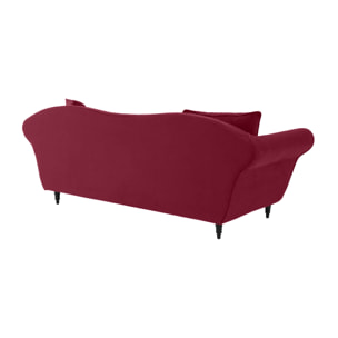 Canapé 3 pl ALBA 238 cm velours Aubergine - 100% déhoussable - Fab. France