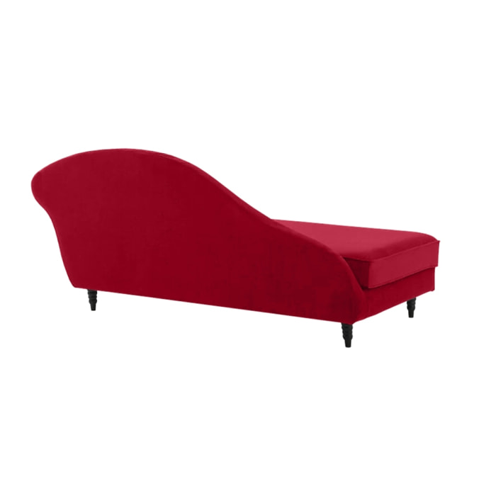 Méridienne gauche ALBA 195 cm velours Rouge - 100% déhoussable - Fab. France