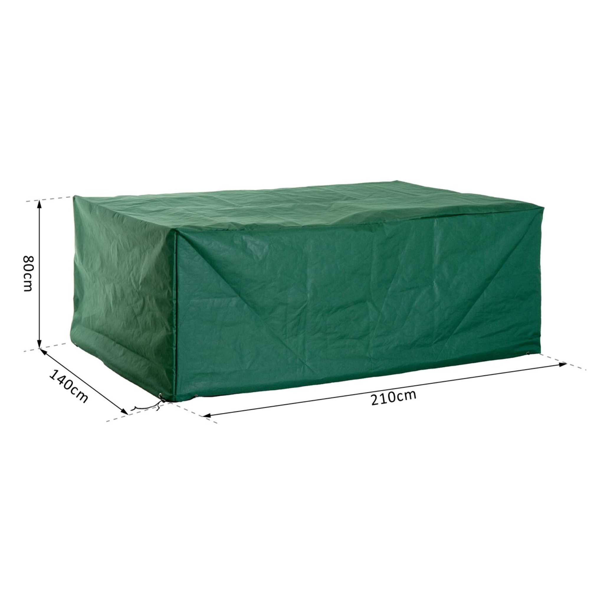 Housse de protection etanche pour meuble salon de jardin rectangulaire 210L x 140l x 80H cm vert