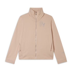 Felpa Zip e Collo Alto con dettaglio Effetto Seta