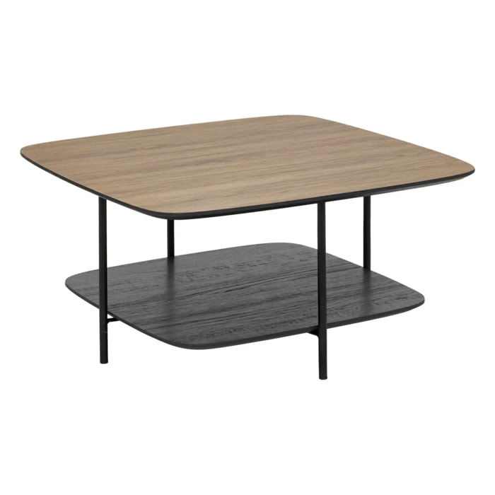 Table basse 1 étagère "Hodia" noir 75x75x38cm