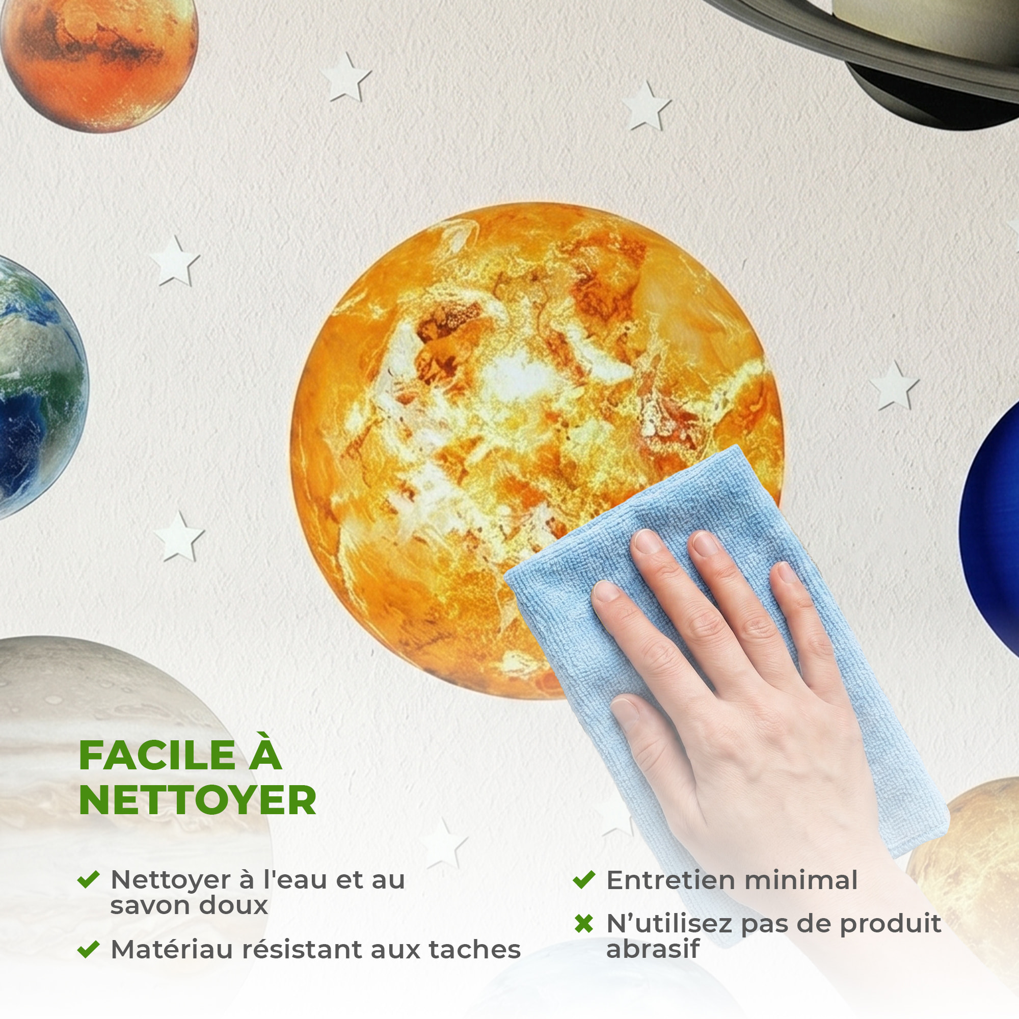 Stickers Muraux décoration adhésifs phosphorescent planètes du système solaire