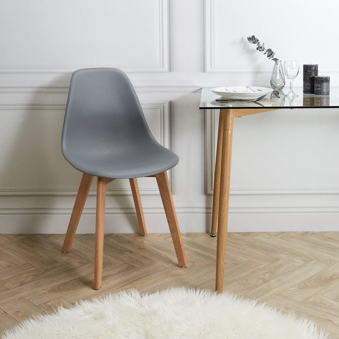 Chaise Scandinave Coque Grise - Lot de 2