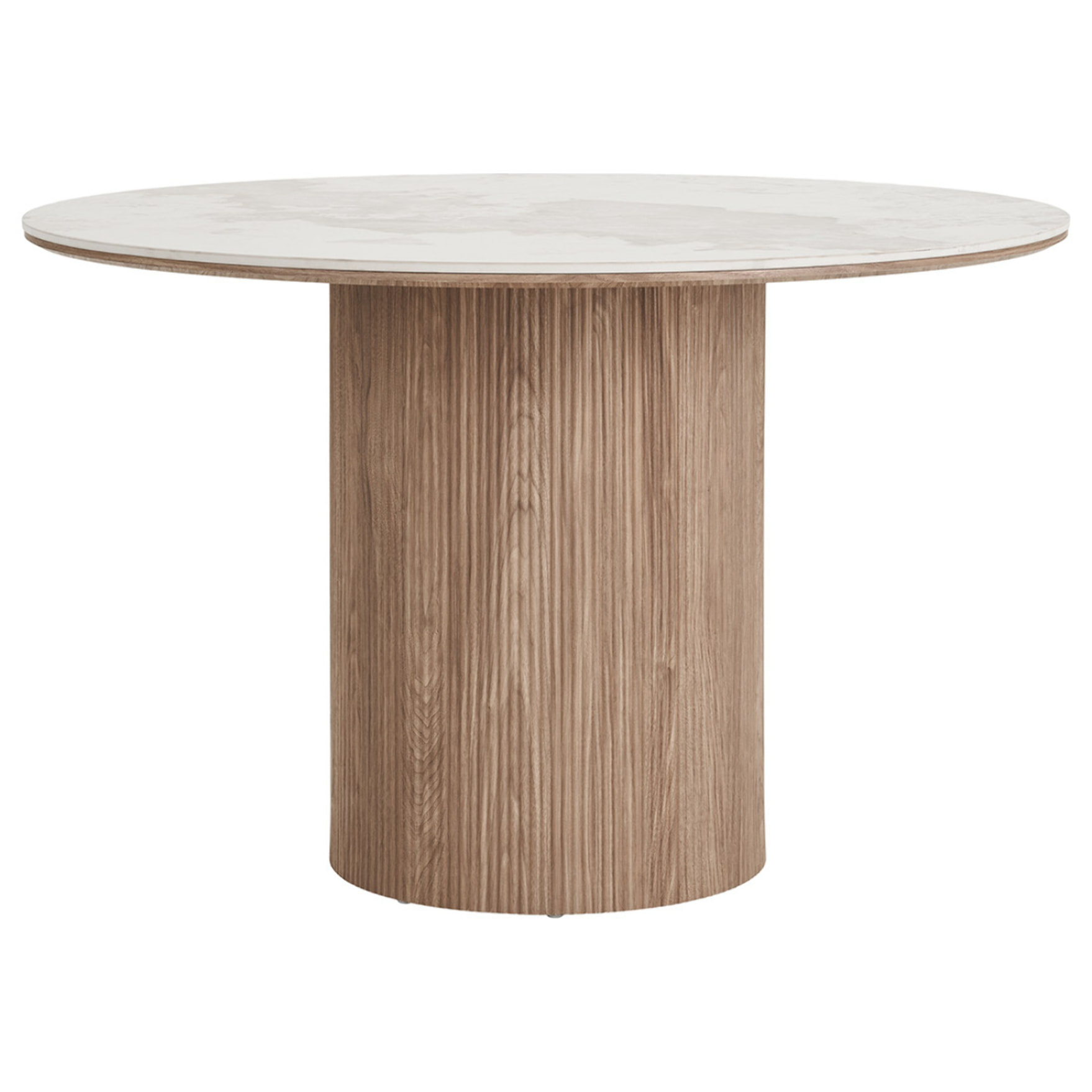 Lysa - table à manger plateau effet marbre et pieds effets bois - 4 personnes - Bois / Blanc