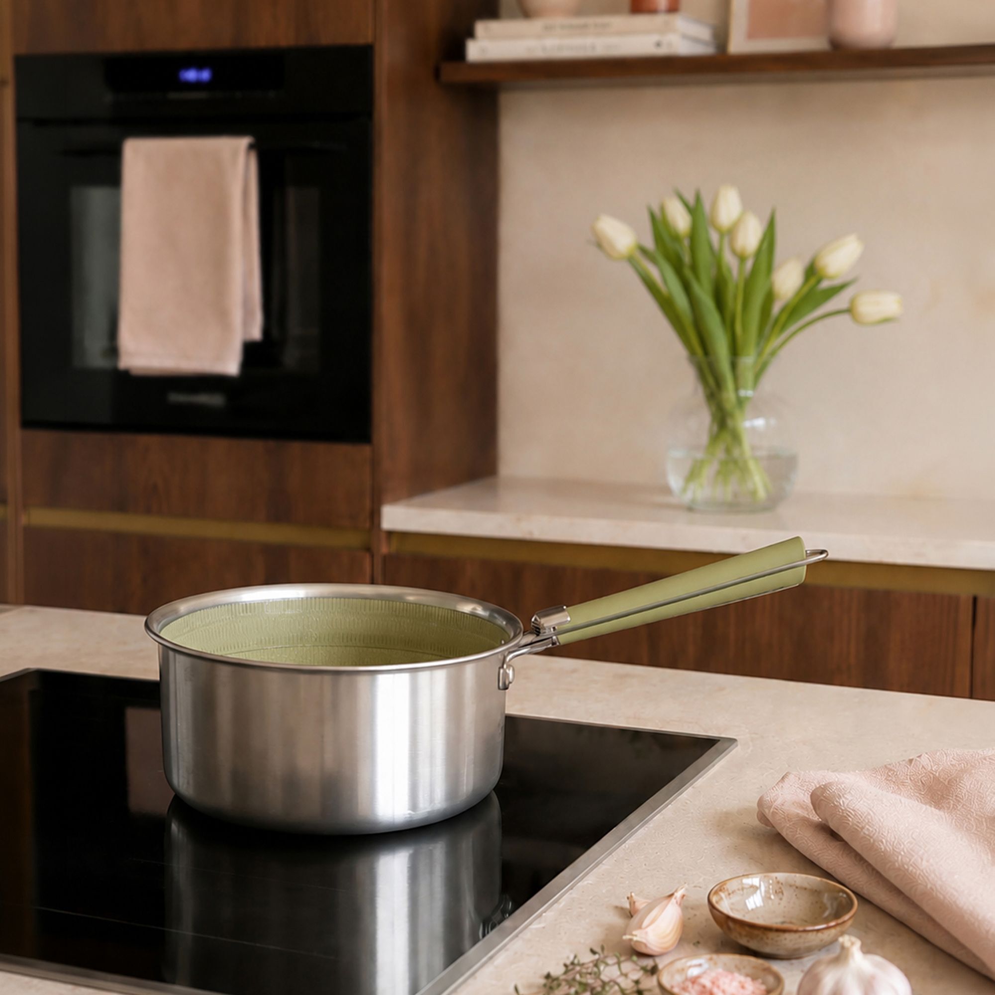 Casserole 20cm en acier inoxydable vert AGLAE