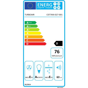 Hotte décorative murale inclinée TURBOAIR VIVACE BL/A/60