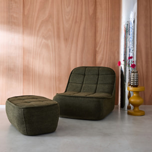 Chauffeuse bouclette texturée 1 place + repose pieds kaki L 93 x P 104 x H 85cm - Boni