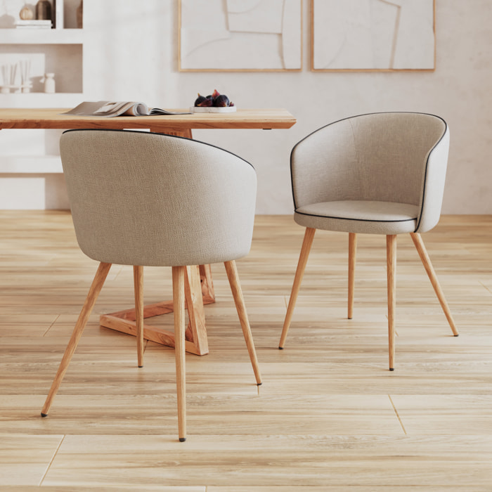 Lot de 2 chaises en tissu beige - Chiara