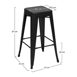 Tabouret pour îlot central 66 cm en métal noir mat (lot de 2) - Indus