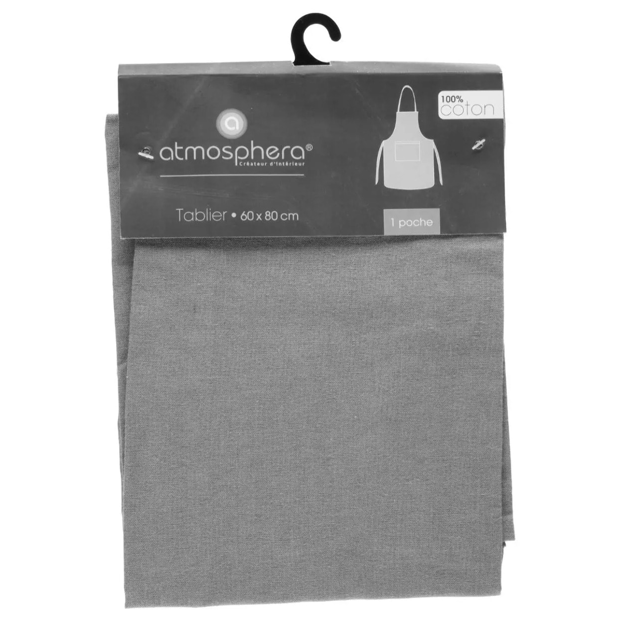 Tablier - coton - gris clair - 60x80 cm