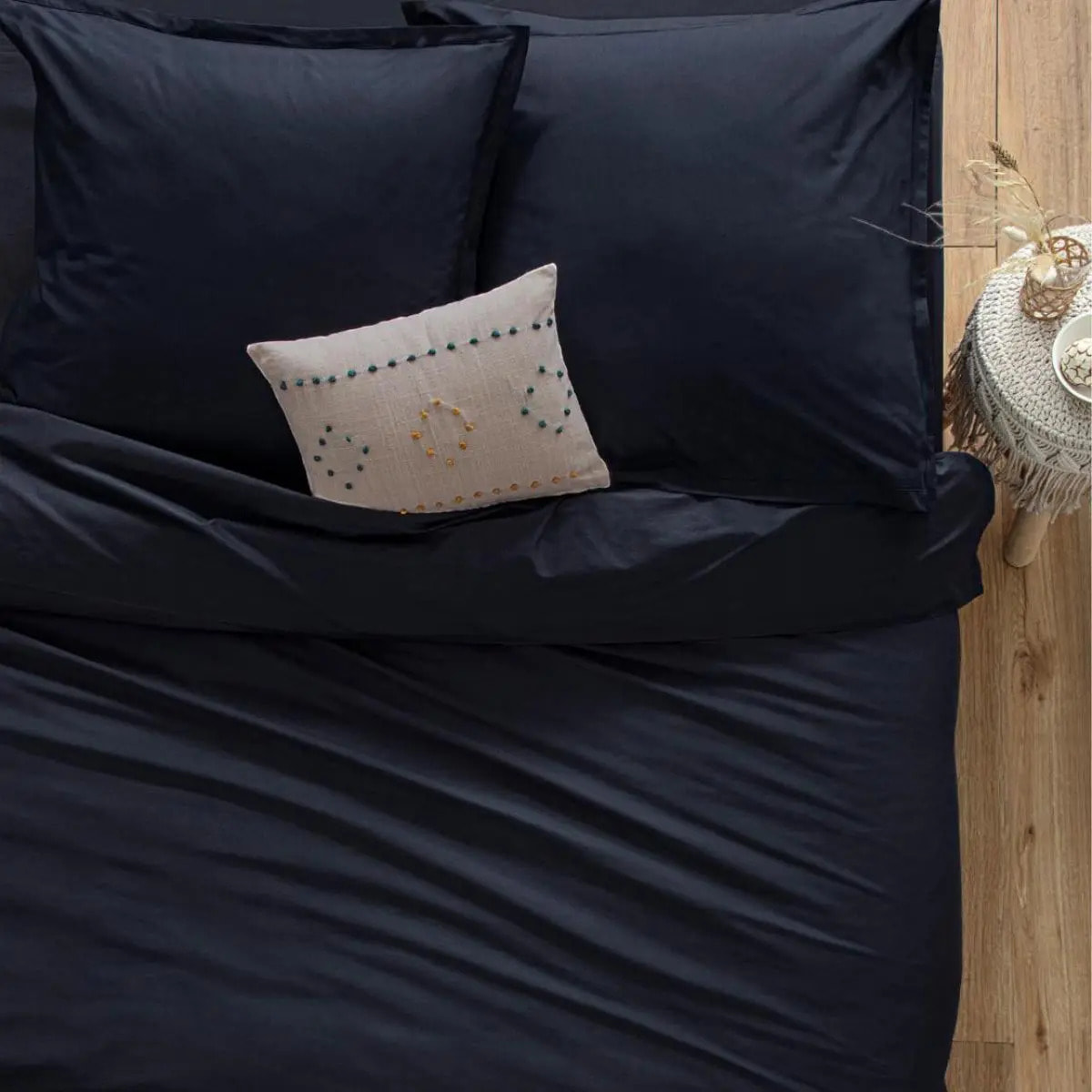 Taie d'oreiller "Carina" en coton bleu encre 50x70cm