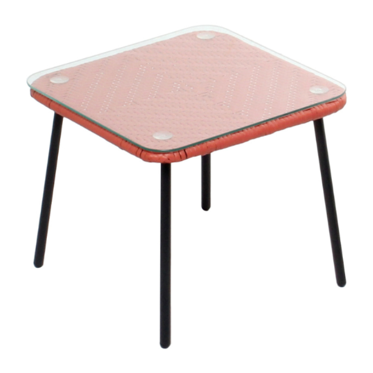 Set de 2 fauteuils + table basse terracota LIO