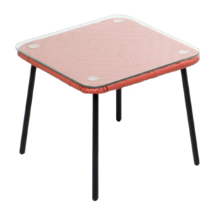 Set de 2 fauteuils + table basse terracota LIO