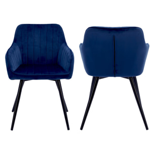 Chaise en velours BERTILLE bleue