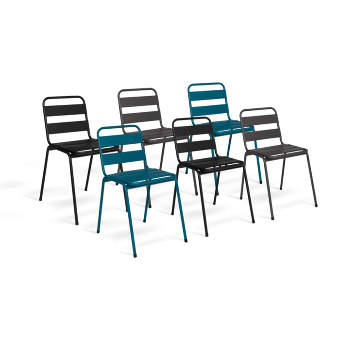 Chaises de jardin acier - Mix color - gris, noir, bleu