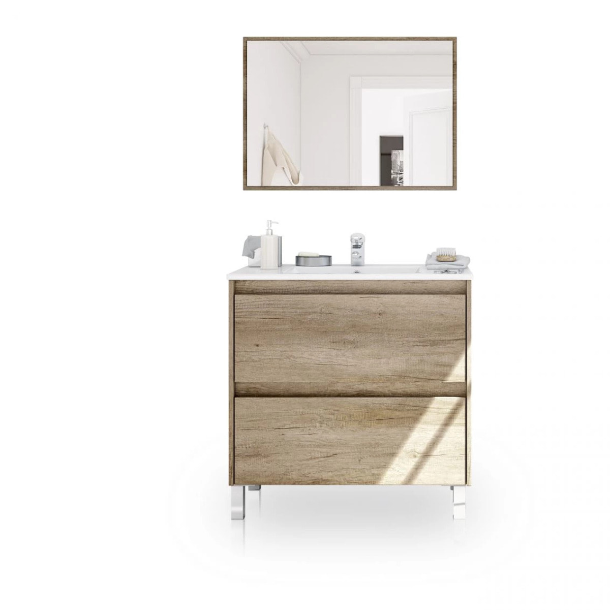 Mueble de baño con espejo Thai 2 cajones Nordik