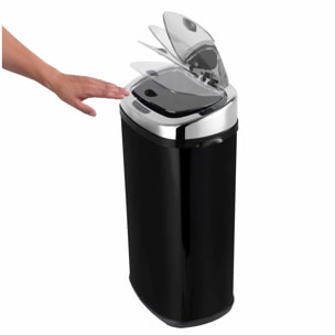 Poubelle automatique inox LARGO noir 42L