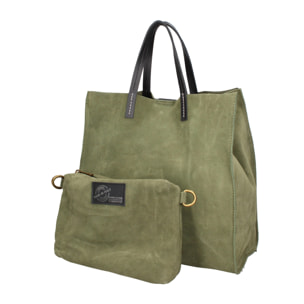 Borsa a mano da donna Made in Italy - Modello Novara Lux - Pelle Scamosciata - 34.5 x 32.0 x 17.0 cm