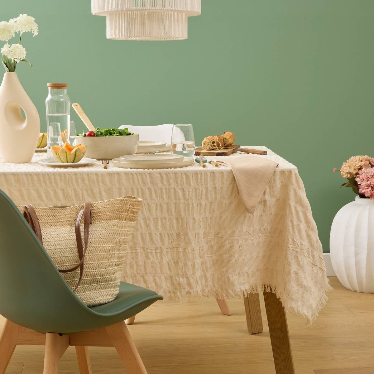 Nappe Ysel 150x250cm blanc chaud en coton