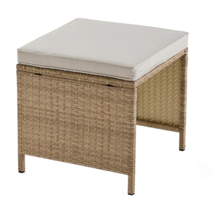 Fira - salon de jardin encastrable en résine tressée beige - 10 places - coussins beige + housse de protection - Beige