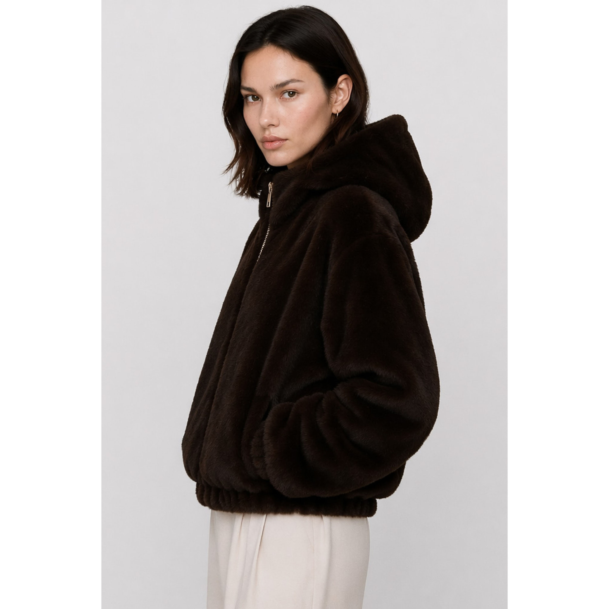 Kocca - Giubbotto da donna in ecopelliccia con cappuccio e zip Donna