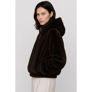 Kocca - Giubbotto da donna in ecopelliccia con cappuccio e zip Donna