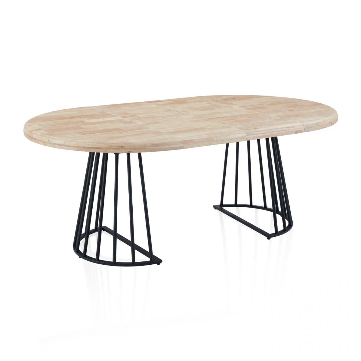 Mesa de comedor redonda extensible en negro y roble 120-200x120 cm Meztil Negro - Roble