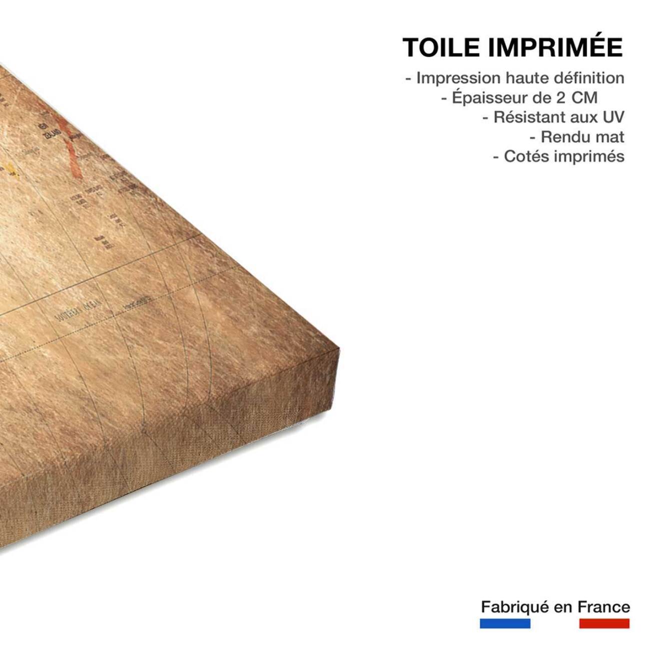 Tableau carte du monde ton orangé - 80x50 cm Toile imprimée