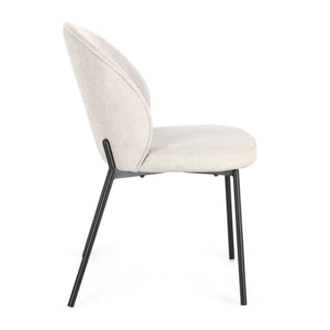 Set di sedie WENDY in tessuto beige e gambe acciaio nere
