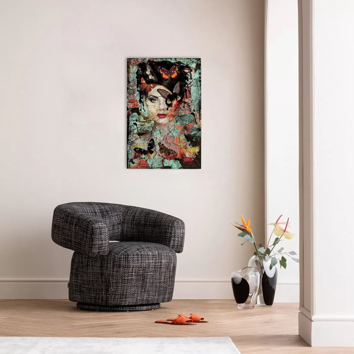 Tableau en verre femme papillons effet brisé 55x75cm Kare Design