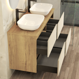 CONJUNTO DE BAÑO NIA | MUEBLE SUSPENDIDO | 120 CM GLACIAR |CUATRO CAJONES | LAVABO SOBREPUESTO | NO INCLUYE ESPEJO | MUEBLE MONTADO| ALDAY