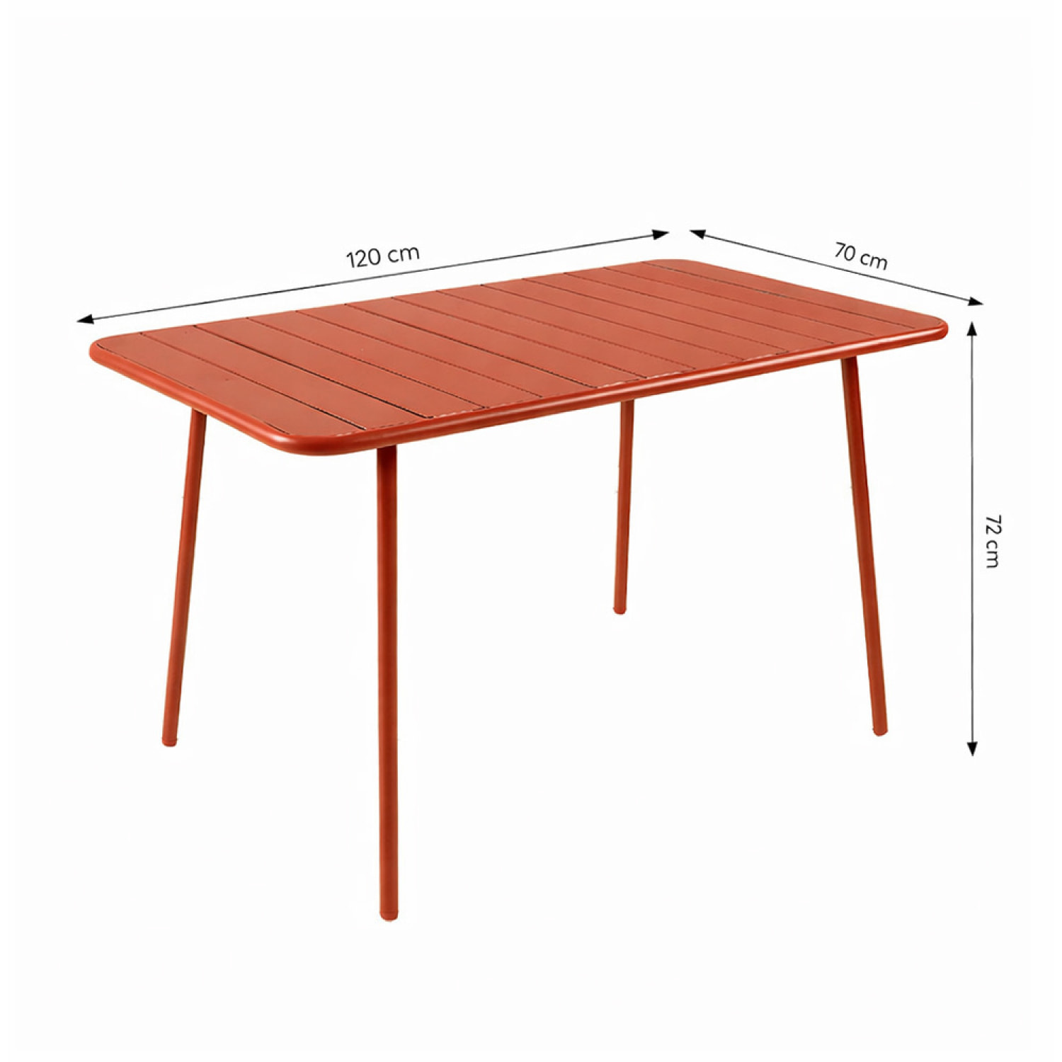 Ensemble table de jardin 120 cm et 4 chaises terracotta EVORA