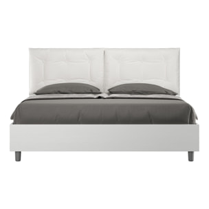 Letto matrimoniale senza rete 160x190 cuscinatura similpelle bianco Egos Annalisa