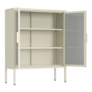 Vetrina in metallo 2 ante con ripiani 80x38x100h cm avorio - Pop