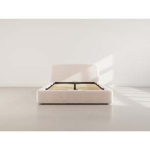 Juliette - lit coffre - 160x200 cm - en velours côtelé - Beige