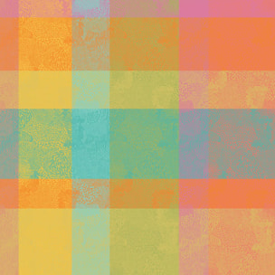 Nappe pur coton enduit motif jacquard bleu jaune orange Mille vagues exotique