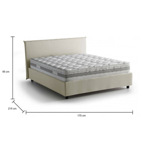 Letto matrimoniale Ariadni, Letto contenitore con rivestimento in tessuto, 100% Made in Italy, Apertura frontale, con materasso Cm 160x200 incluso, Beige